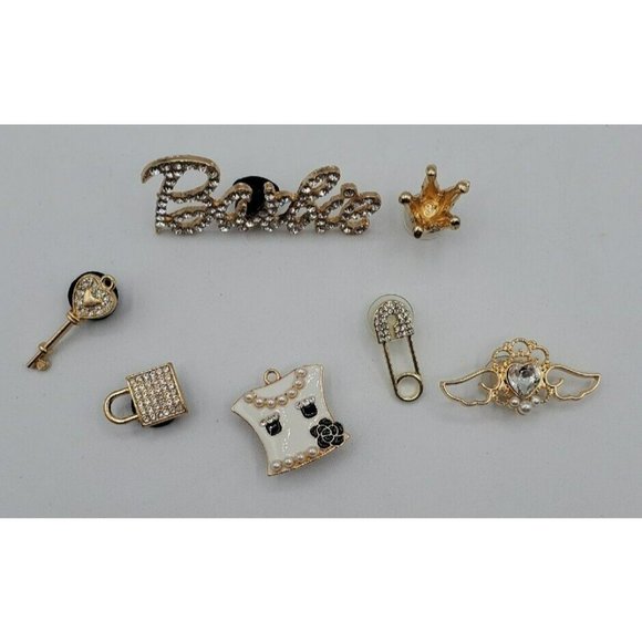 Unbranded Accessories - 7 Pieces Bling Croc Charms, Barbie Luxury Rhinestones in Gold, white & Black